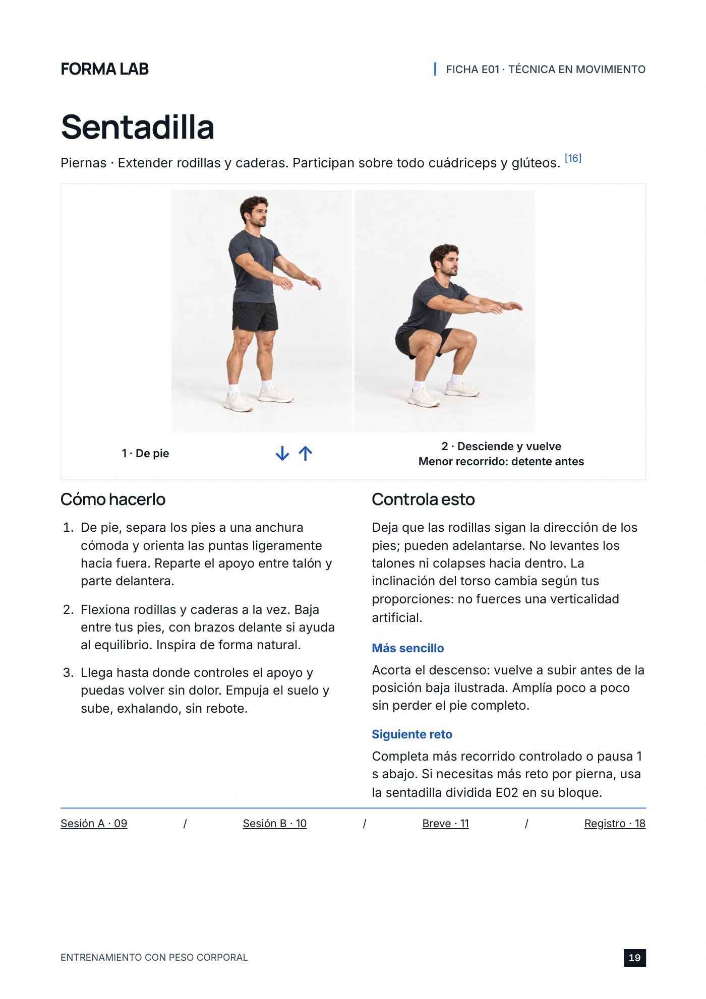 Página 19 de Entrenamiento con peso corporal: Ficha visual: sentadilla